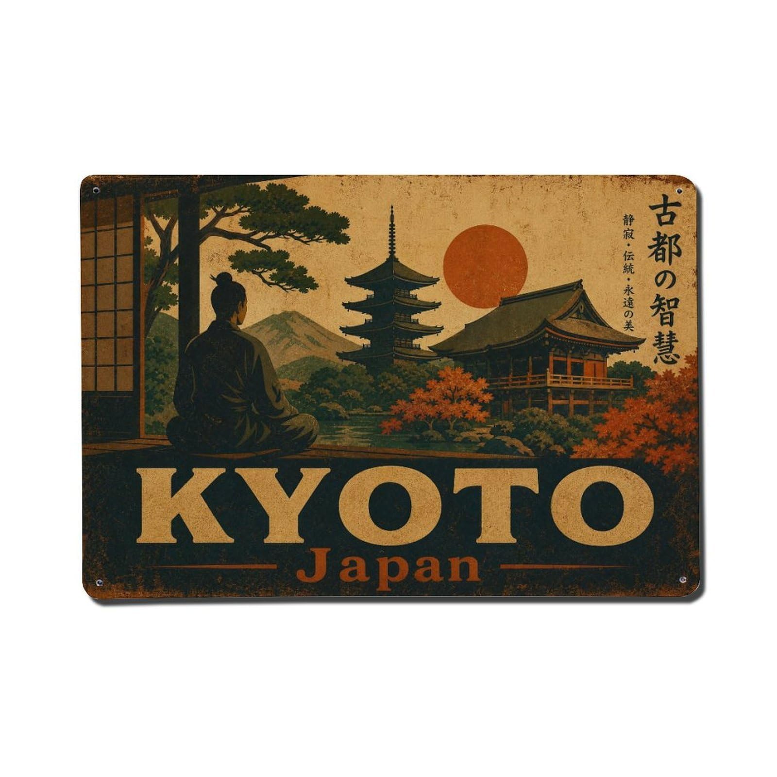 Gead 8X12inch Style Vintage Travel Kyoto Japan Wisdom Metal Tin Sign