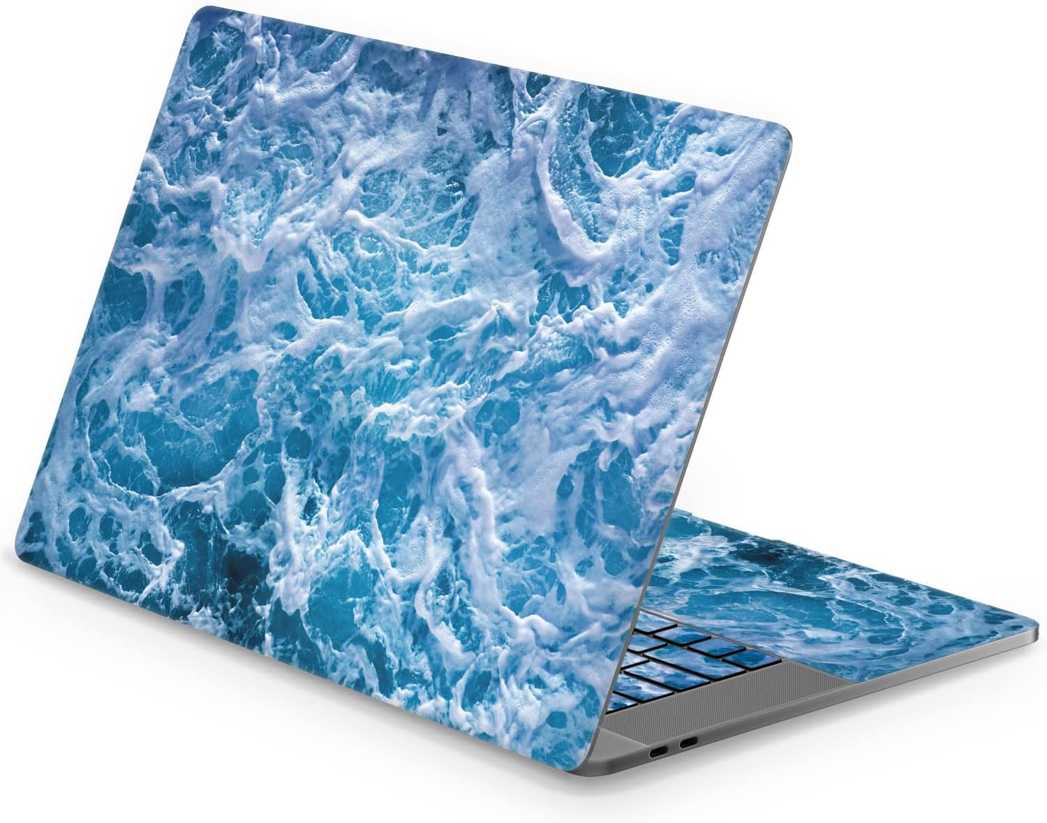 Mertak Vinyl Skin Compatible with MacBook Air 13 M2 M1 2023 2022 Pro 16 inch 15 14 2021 2020 2019 Water Laptop Top Blue Ripples Print Ocean Foam Cover Sea Touch Bar Wrap Decal Waves Texture