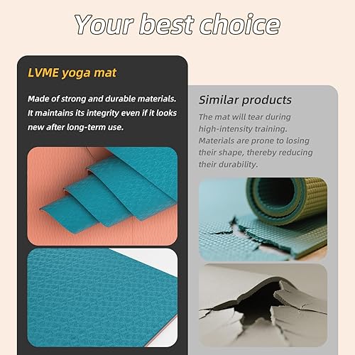 Miniatura 5 de Yoga Mat Non Slip, Anti-Tear 14 Thick TPE Yoga Mats for Women and Men, 72"x24" Exercise & Fitness Mat with Carrying Strap, Workout Mats for Yoga,