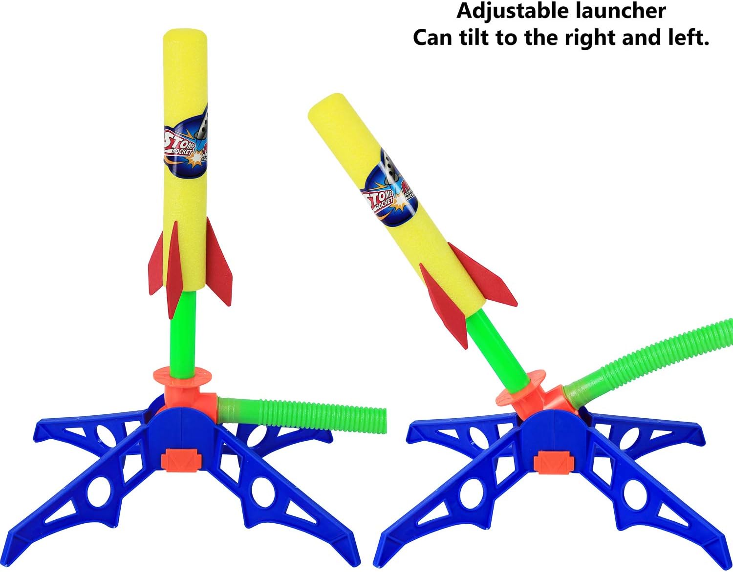 Kiddie Play Rocket Launcher for Kids to Stomp on with 6 Rockets Outdoor Toys Gift for Boys and Girls Ages 6 Years and Up