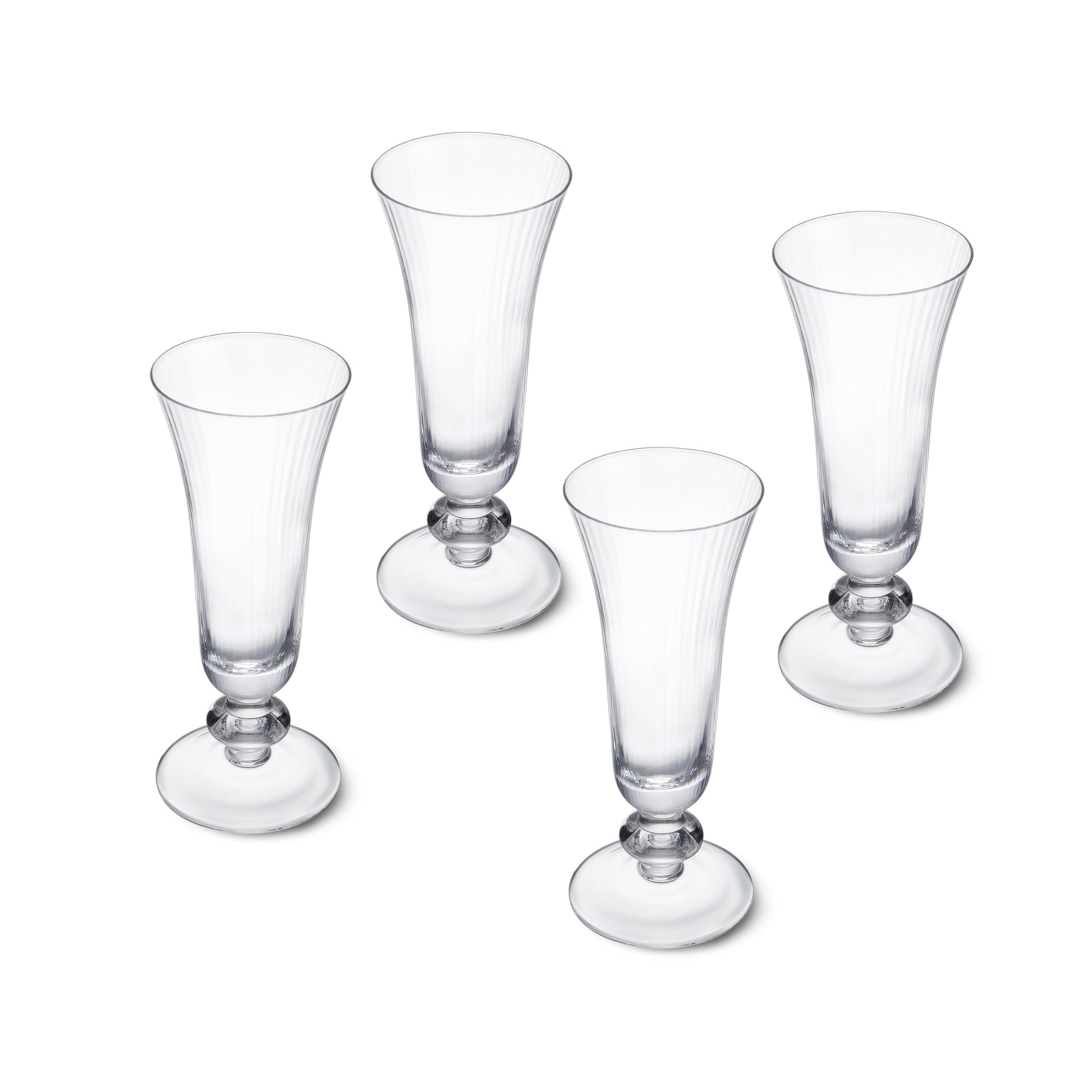 Mikasa Salerno Copas de Cristal para Champán, 170ml, Juego de 4 Copas de Cristal Fino Transparente sin Plomo con Pie Corto y Borde Ancho - Aptas para Lavavajillas