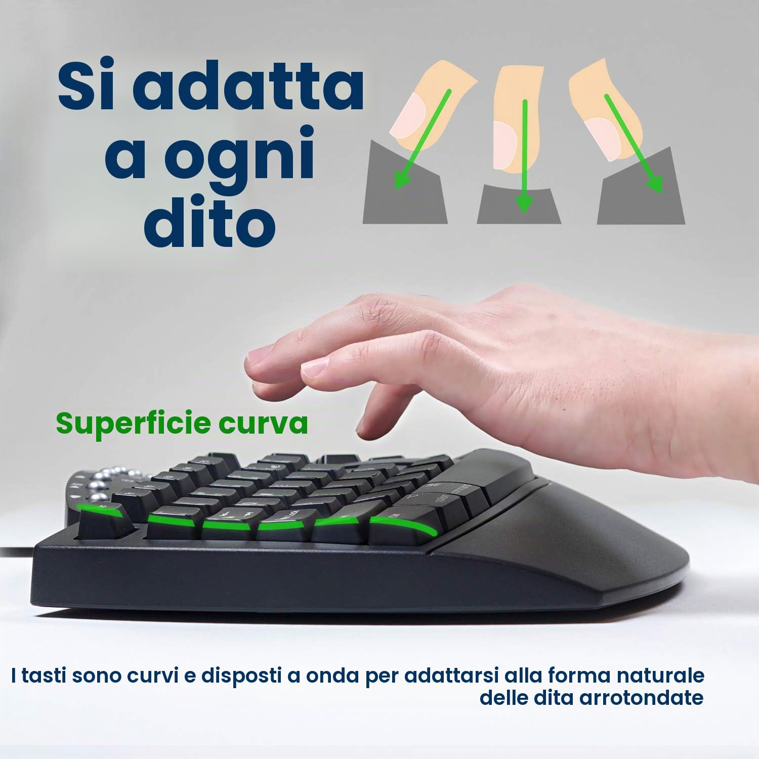 Perixx PERIBOARD-512 Tastiera ergonomica - Tastiera condivisa - USB - Consigliato per braccia da tennis -QWERTZ Disposizione tedesca - Nero