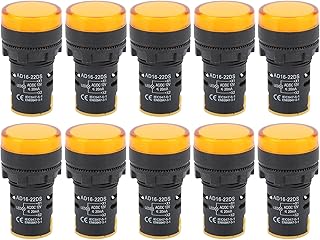 Indicator Light, 10PCS AD16â€‘22DS Yellow LED Pilot Light, High Brightness LED Indicator Side Marker Light Lamp for Indication(AC/DC12V)