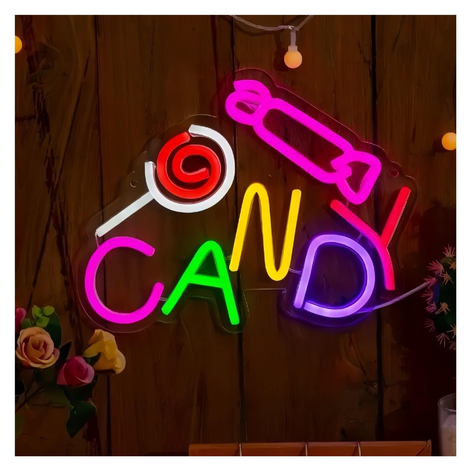 LEMST Sign Lamp Candy Neon Signs USB Powered Lollipop Neon Lights Suitable for Children's Room Cafe Shop Birthday Party Decor Commercial Signs 23cmx30cm