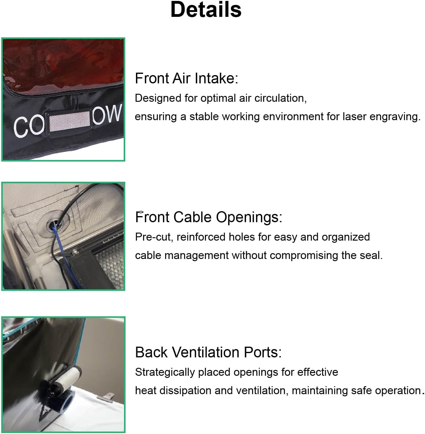 Laser Engraver Cutter Cover with Ventilation, 27x27x19'' Fire-Resistant Fabric, Steel Frame, 90mm DC Fan with Speed Control, 2m Smoke Pipe