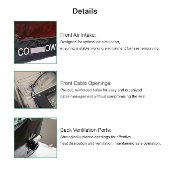 Laser Engraver Enclosure Cover with 4 Vent 27x27x19 Fire-Resistant Silicone Fabric, Brown Laser-Blocking Window, Smoke Exhaust, Steel Frame Fits Most Desktop Engravers