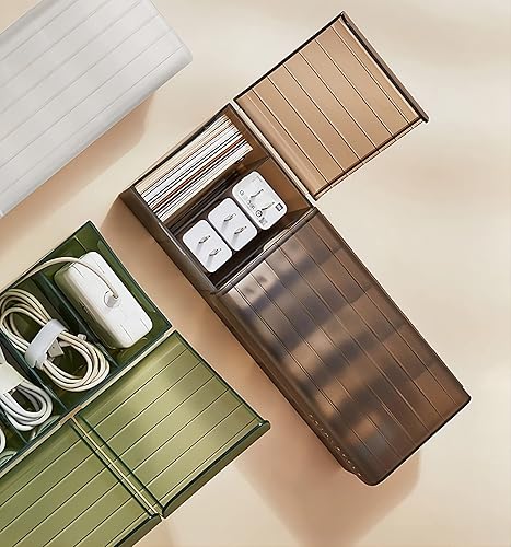 Miniatura 7 de ZHSMYUP Juego de 2 fundas organizadoras de cables de carga, 7 compartimentos, caja de almacenamiento, clasificador de cables USB, escritorio