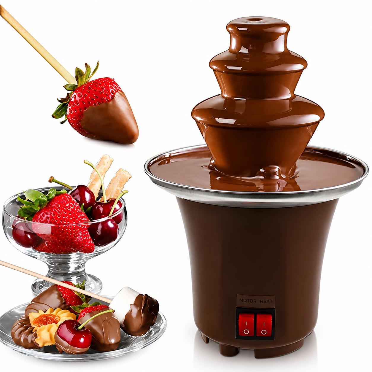Shreedhar Impex 3-Tier Chocolate Fountain Machine | Electric Stainless Steel Fondue Set with Heat & Motor Controls | Ideal for Party Wedding Events (Brown)-image-25