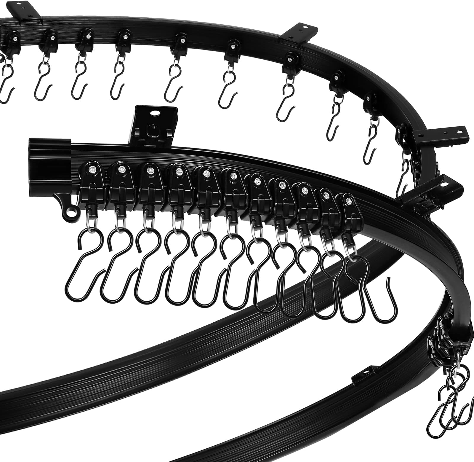 Jetec 32.8 Feet/ 10 Meter Flexible Bendable Ceiling Curtain Track, Mount for Rail with Curtain Tracks System Bunk Bed Window, Room Divider, Door, Shower, Rv(Black)