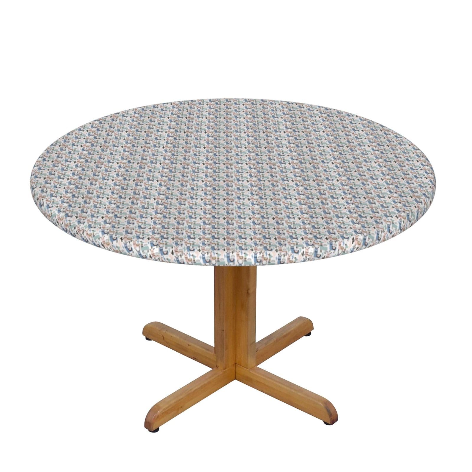 AYYQWE Llama Alpaca Cactus Print Round Tablecloth Dining Room Kitchen Table Cover Wedding Party Outdoor Indoor