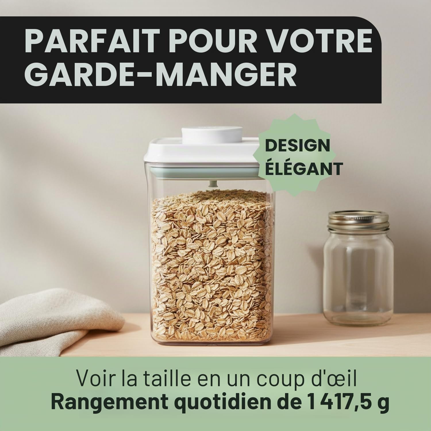 iChewie - BopTop (Ensemble de 5 récipients) Récipient hermétique pour le stockage des aliments - Boîte à joint mécanique en silicone - empilable sans BPA - 500ml / 850ml / 900ml / 1500ml / 2500ml