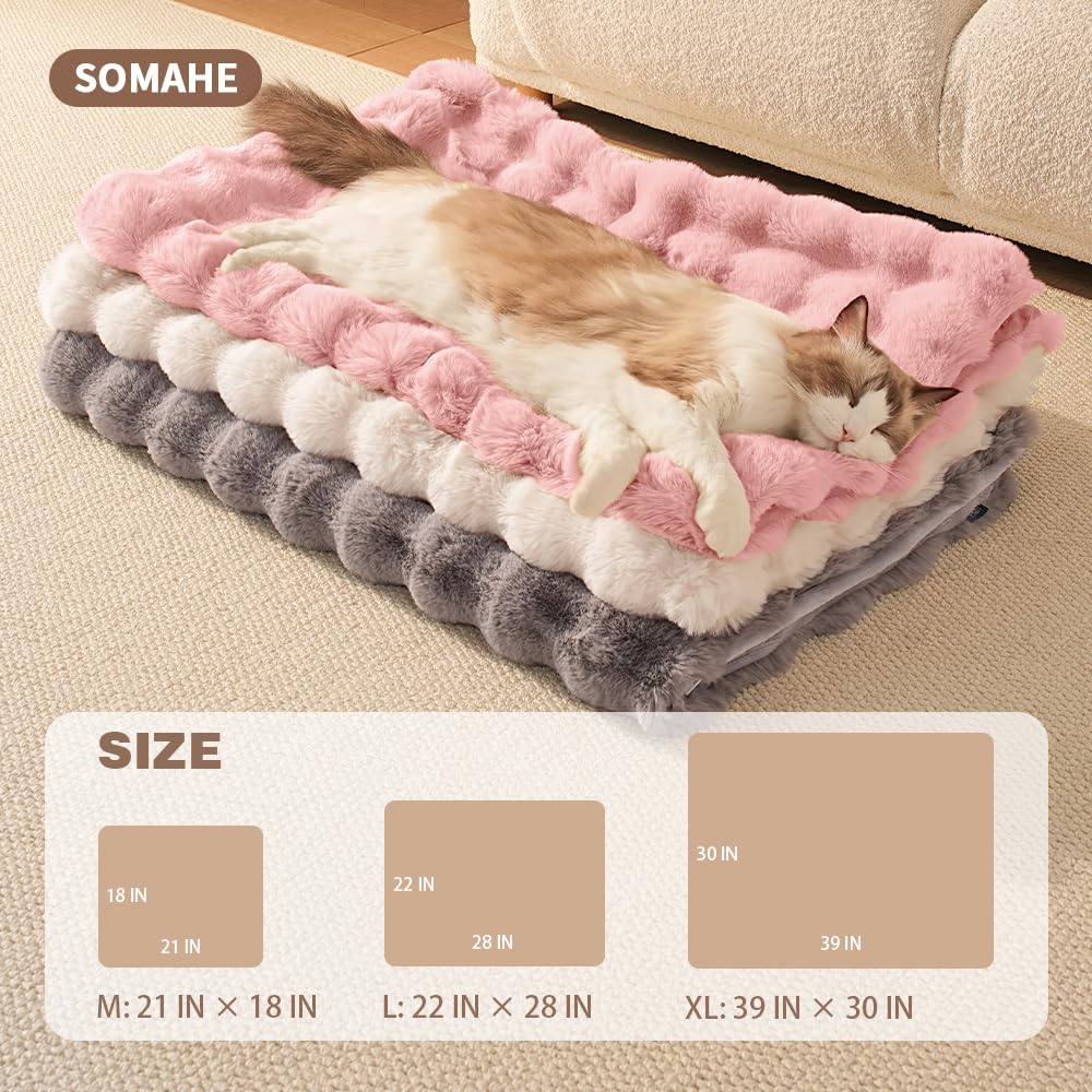 Coperta per cani, ultra morbida, in finta pelliccia, per gatti da interni, ultra morbida, lavabile in lavatrice, reversibile, per animali domestici, per divano, mobili, 71 x 55,9 cm, rosa