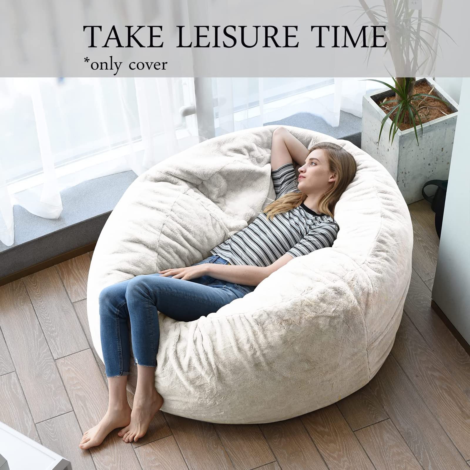 Amazon.co.jp: LDIW ビーズクッションソファカバー、柔らかい人工的な