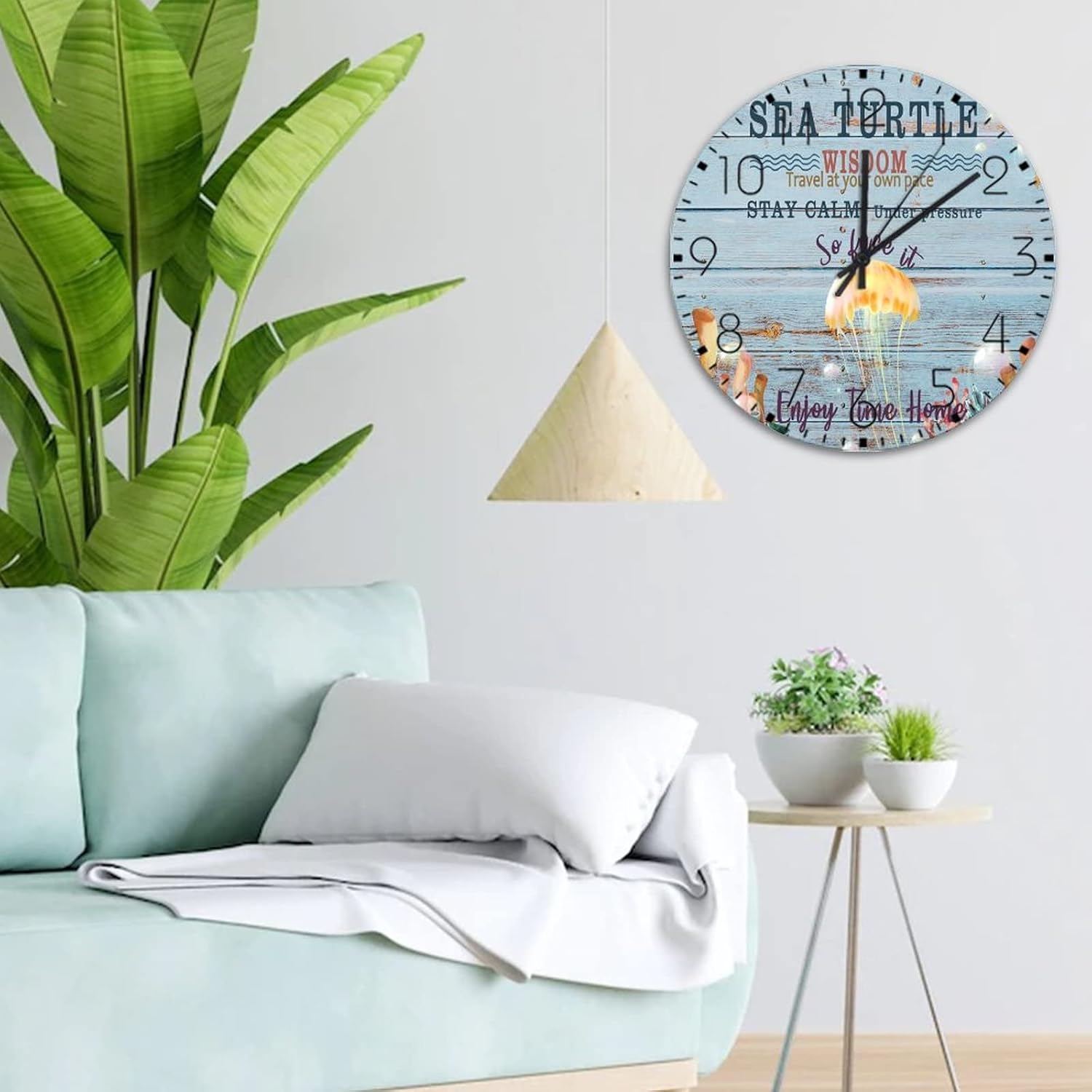 15'' Silent Non-Ticking Wall Clocks Nautical Beach Ocean Underwater Jellyfish Home Decoration for Patio Under The Sea Octopus Custom Round Wooden Wall Clock Country for Conference Room Fitness Room