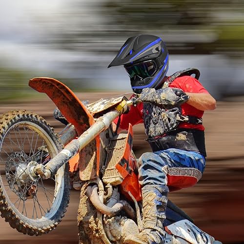 Miniatura 5 de Casco de motocross para adultos jóvenes, motocross, anticolisión, de cara completa, aprobado por DOT, BMX, descenso, todoterreno, casco de bicicleta