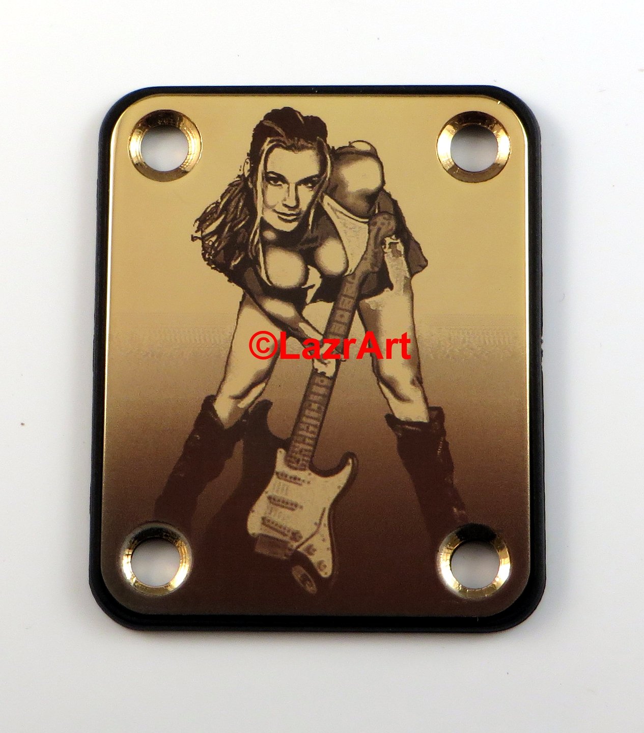 Laser Girl 625 - Sexy, Standard 4 Bolt Style, Engraved Guitar Neck Plate-image-16