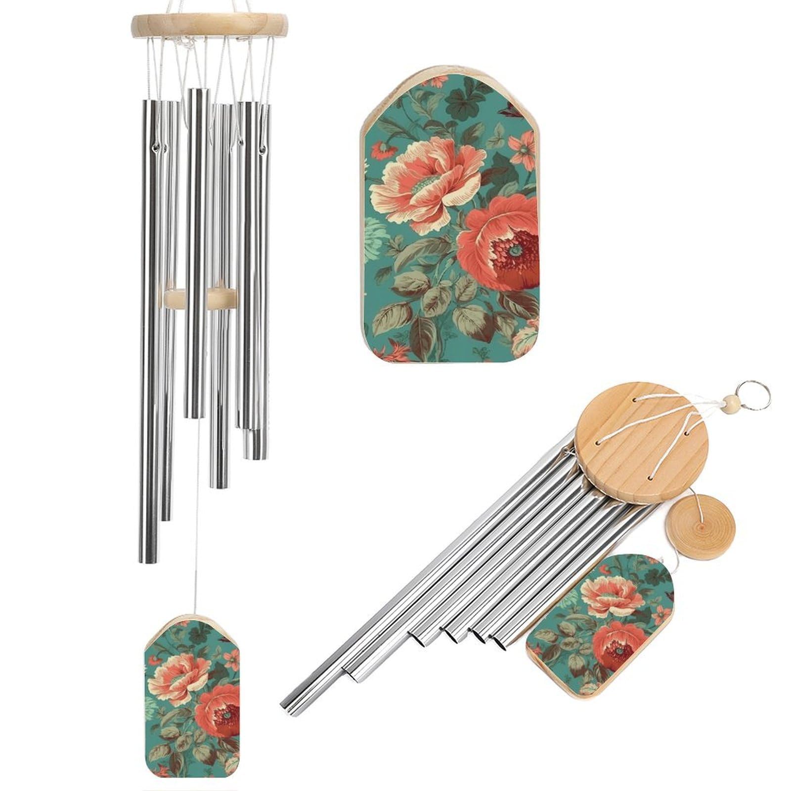 Pastoral Scenery Pattern Wind Chimes for Outside Memorial Gift Sympathy Wind Chimes Aluminum Tube Windchime with Hook Windbell for Outdoor Patio Garden Decor Housewarming Gift