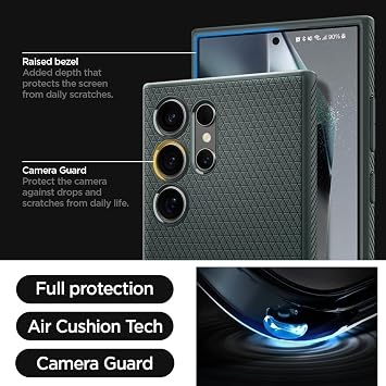 Spigen Galaxy S24 Ultra ile Uyumlu Kılıf Liquid Air Kaymaz Dokulu Yüzey Yeşil Kapak - ACS07288 (Spigen TR Garantili) | Hava Yastığı Teknolojisi
