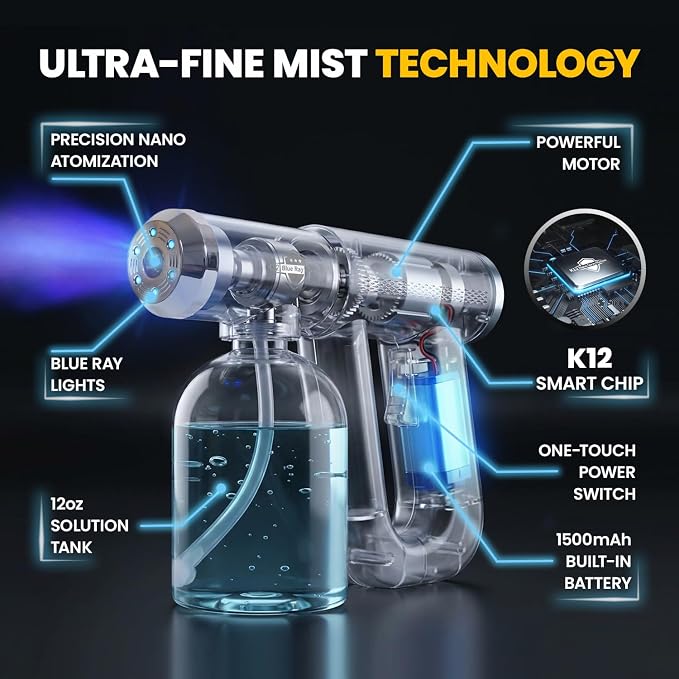 Atomizador Nano Spray Profesional K12 con Luz Azul y Recargable miniatura 5