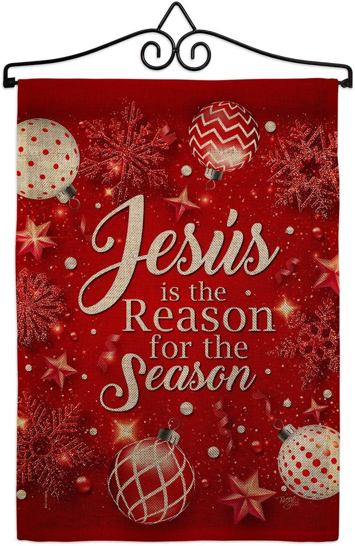 Jesus is the Reason Burlap Burlap Garden Flag Wintertime Nativity Three King Religious Holy Family Season Christian Small Decorative Gift Yard House Banner Double-Sided Made In USA 13 X 18.5