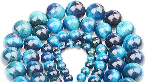Miniatura 3 de Bymitel 90 cuentas redondas sueltas de piedra espaciadoras para hacer joyas de 15.5 pulgadas por hebra de 0.157 in (ojo de tigre aguamarina, 0.157