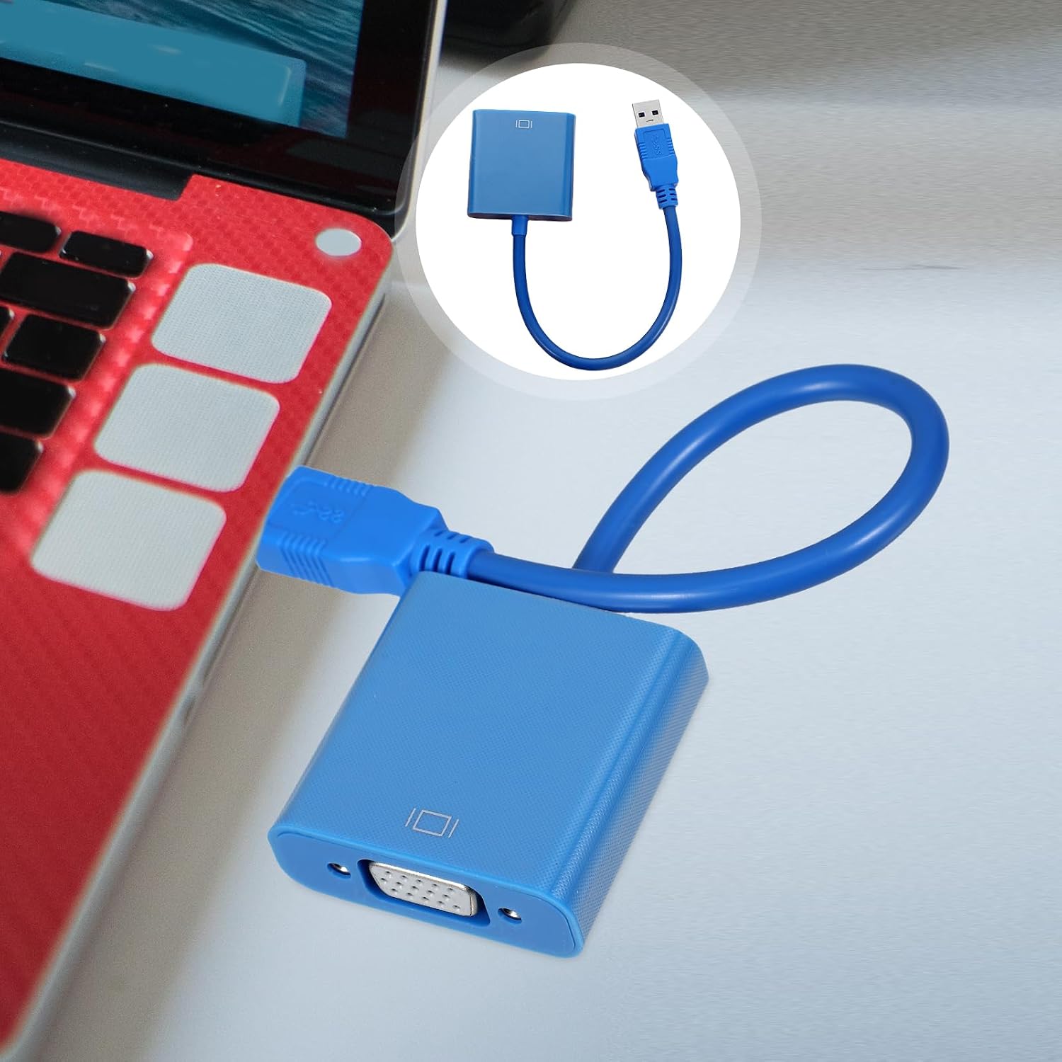 Mobestech Cable Adapter Adapter Video External to Multi USB Screen Blue Converter Display USB Adapters Adaptor Adaptor