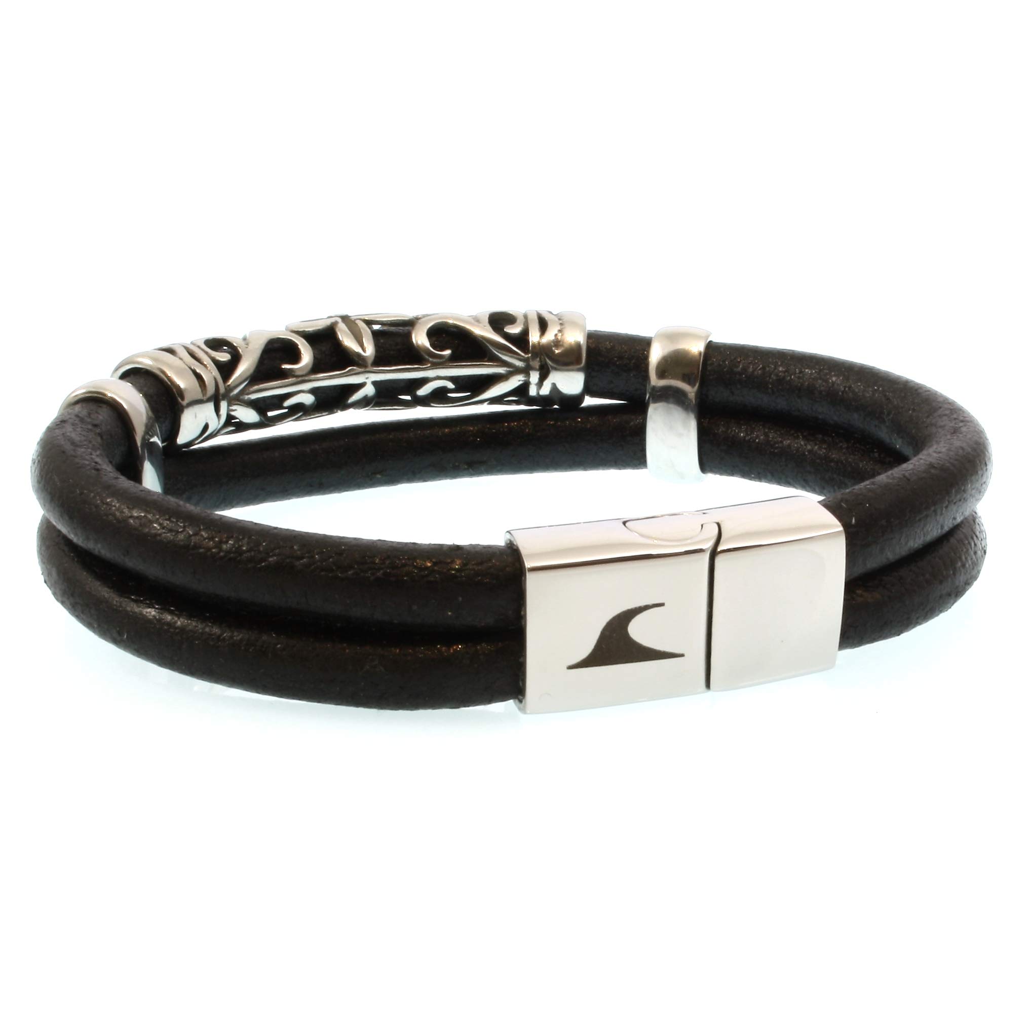 Echt Leder-Armband XO R Schwarz Männer Herren