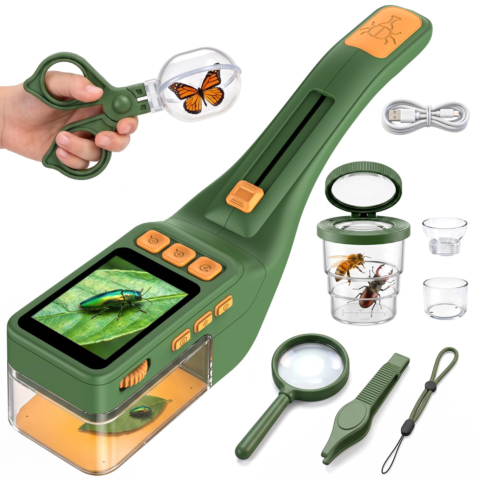 Kids Handheld Microscope Bug Catcher, STEM Educational