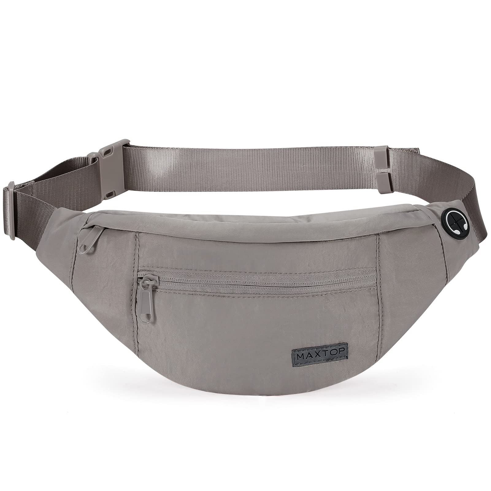 MAXTOP Marsupio grande per donna e uomo, marsupio con attacco per cuffie e 4 tasche con zip, cintura regolabile per ciclismo, corsa, jogging, viaggio, outdoor, allenamento