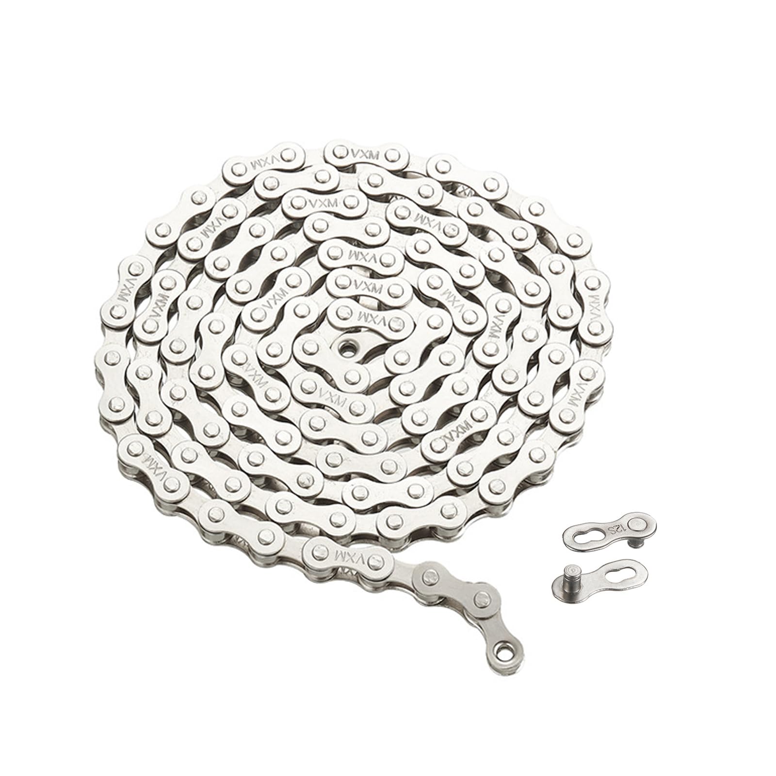 Chaîne de vélo 116 maillons 6/7/8/9/10/11/12 vitesses, avec chaîne antivo, acier au carbone avec plaquage d'argent total (12 Vitesse, 1/2 x 11/128") ZLT12