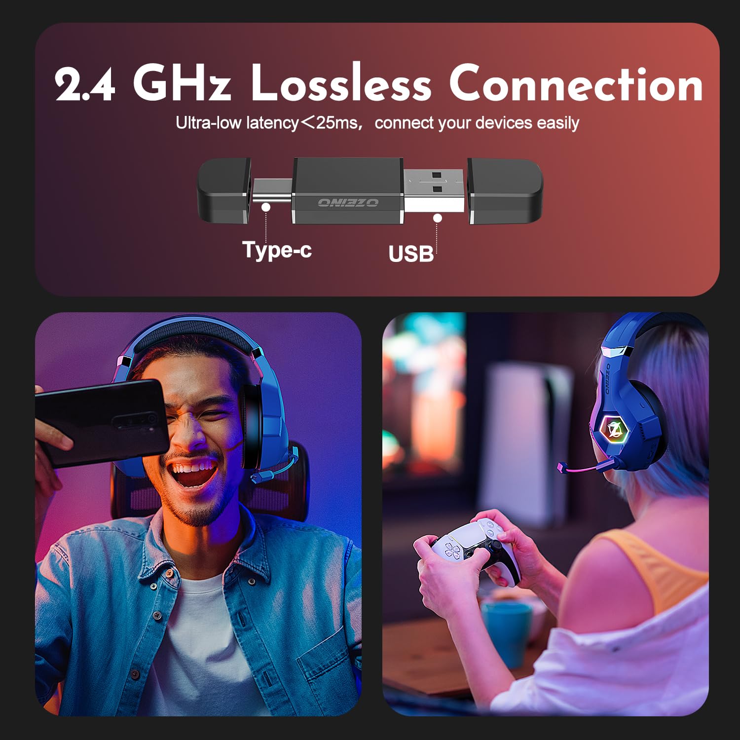 Ozeino Wireless Gaming Headset, ZW1S