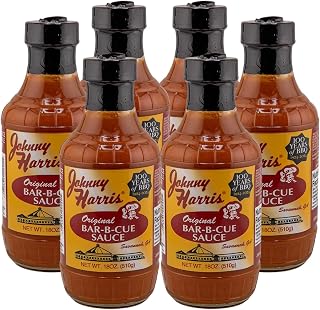 Johnny Harris Original Barbecue Sauce, Gluten-Free Vegan BBQ, Classic Bold Flavor, Gourmet Cookout Sauces, Authentic Southern Recipe, Rich Grilling Sauce for Chicken - 6 Pack
