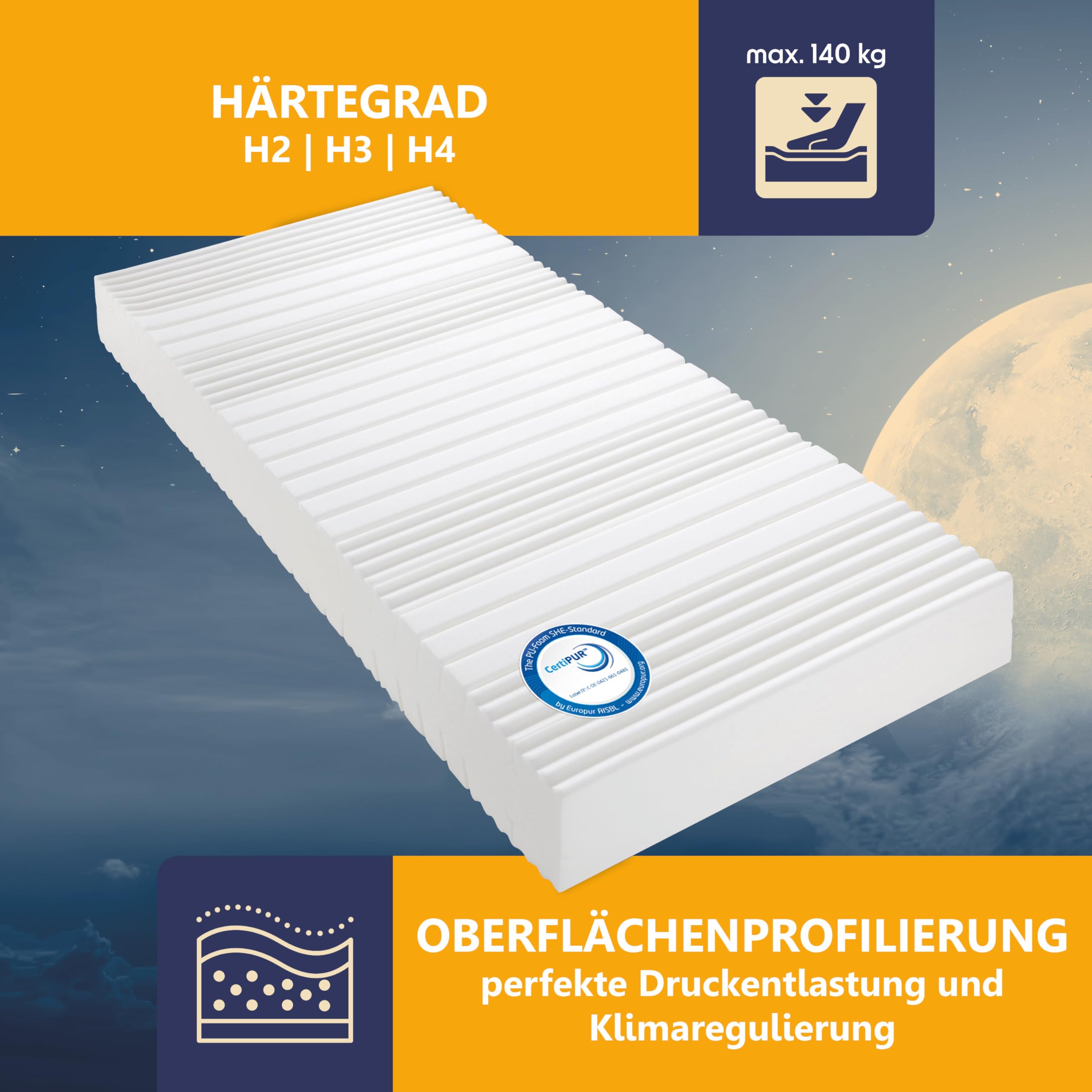 Kaltschaummatratze BeCo Grand Relax, 25 cm Komforthöhe, Made in Germany, Größe:80 x 200 cm, Härtegrad:H2 (0 kg - 100 kg) (90x200, H4)