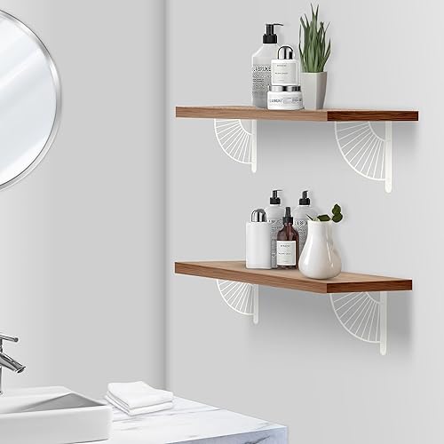 Miniatura 5 de Soportes decorativos para estantes, soportes de metal de latón, decoración de pared, soporte moderno para estantes flotantes de bricolaje, blanco, 6