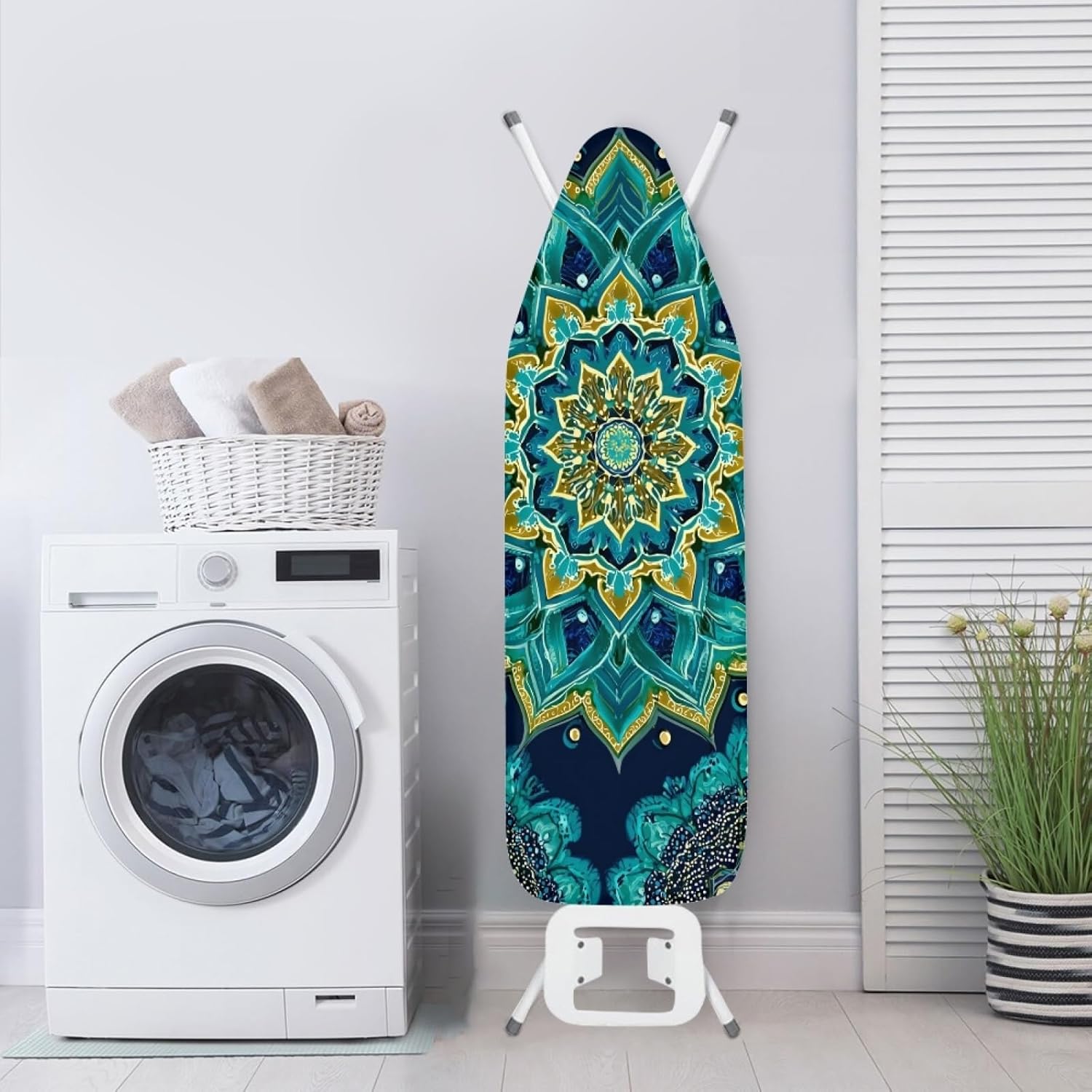 Iron Board Cover with Padding Standard Size Dark Blue Pattern Padded Ironing Board Covers 15x54 Heat Reflective Extra Thick Wide Non Stick Scorch and Stain Resistant Heatproof
