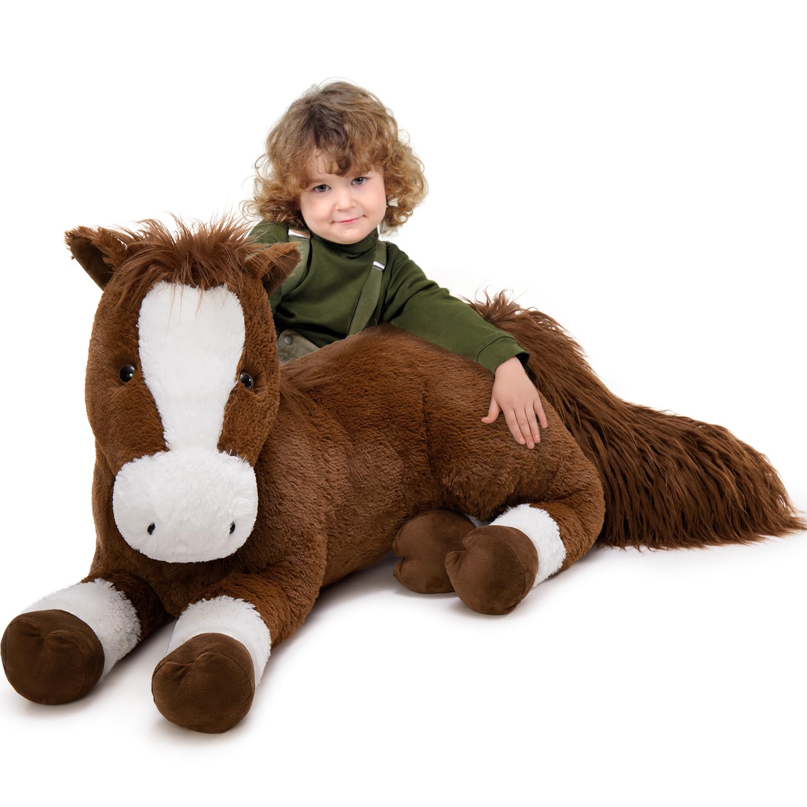 Amazon.co.jp: Tezituor 47インチ 巨大でリアルな馬のぬいぐるみ