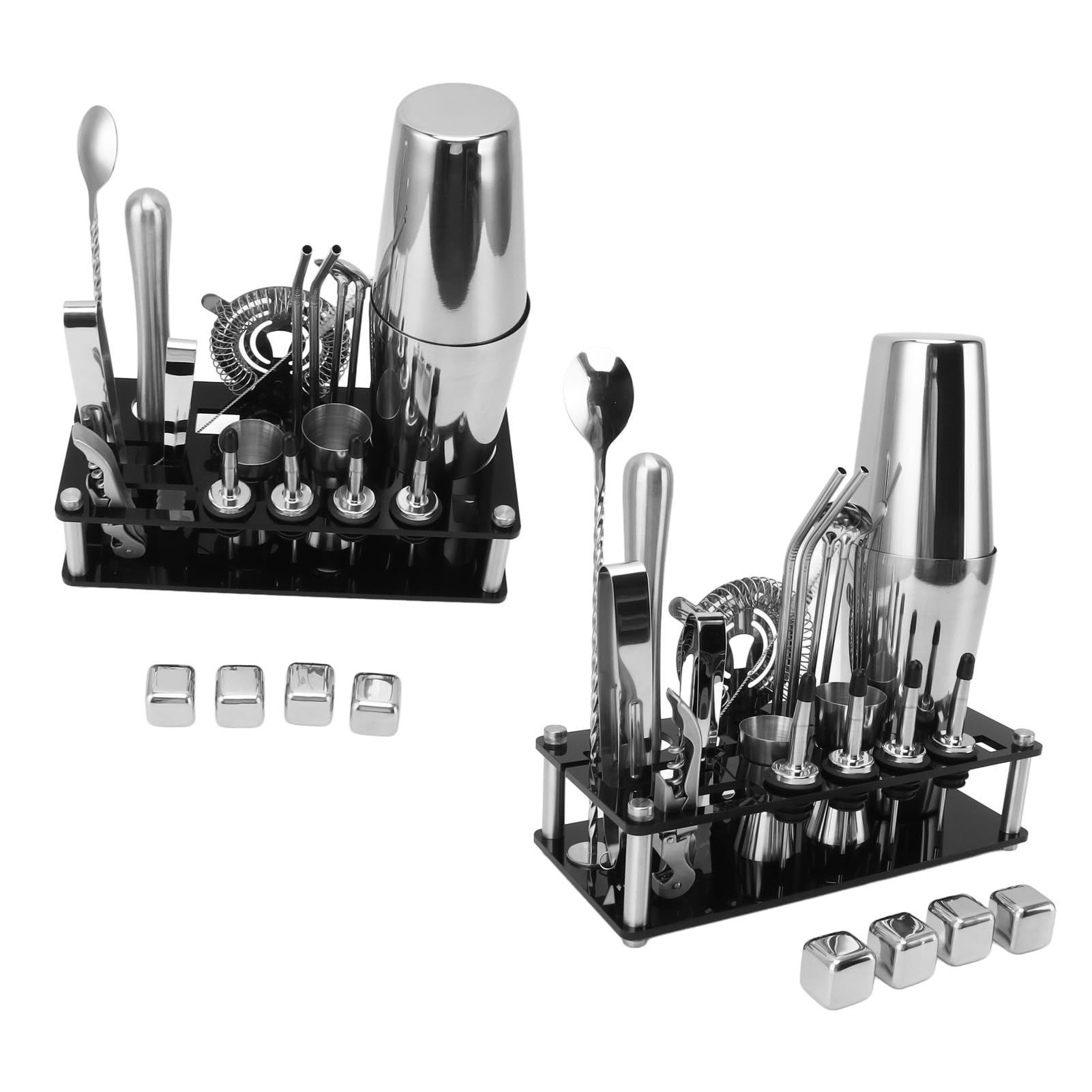 23pcs Professional de Acero Inoxidable Acero Inoxidable Juego para Fiesta de Bar de casa, Kit de camareros con Soporte