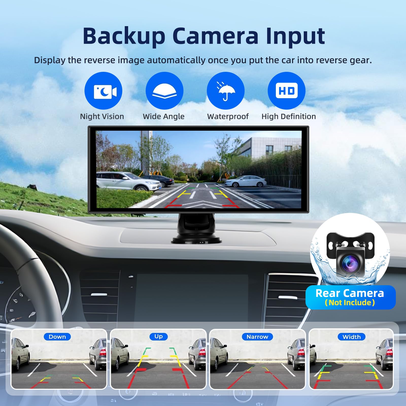 2GB+32GB Carplay Auto Android Wireless, 10,25 Pollici Car Play Schermo per auto, con Bluetooth, GPS Navigazione, Mirror Link, Controllo Vocale, AUX, Trasmettitore FM, Y0uTube/Sp0tify, 7-32V