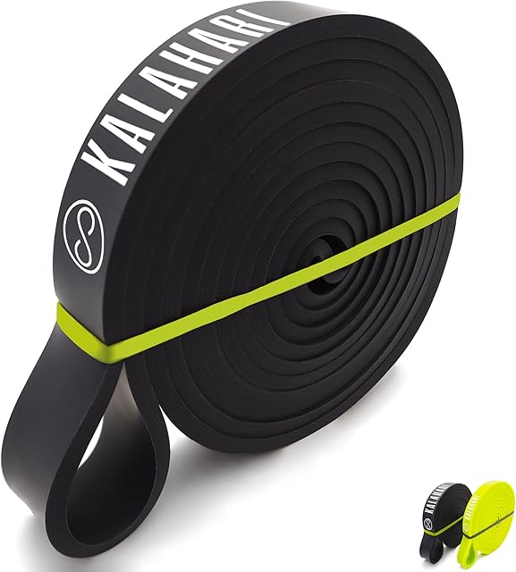 KALAHARI Resistance Bands Pull Up assist plus exercise Ebook  Power band Fitness for Strength Training, Gym, Yoga, Sport, Home, Stretching, Crossfit - Powerlifting long loop bands BLACK + YELLOW