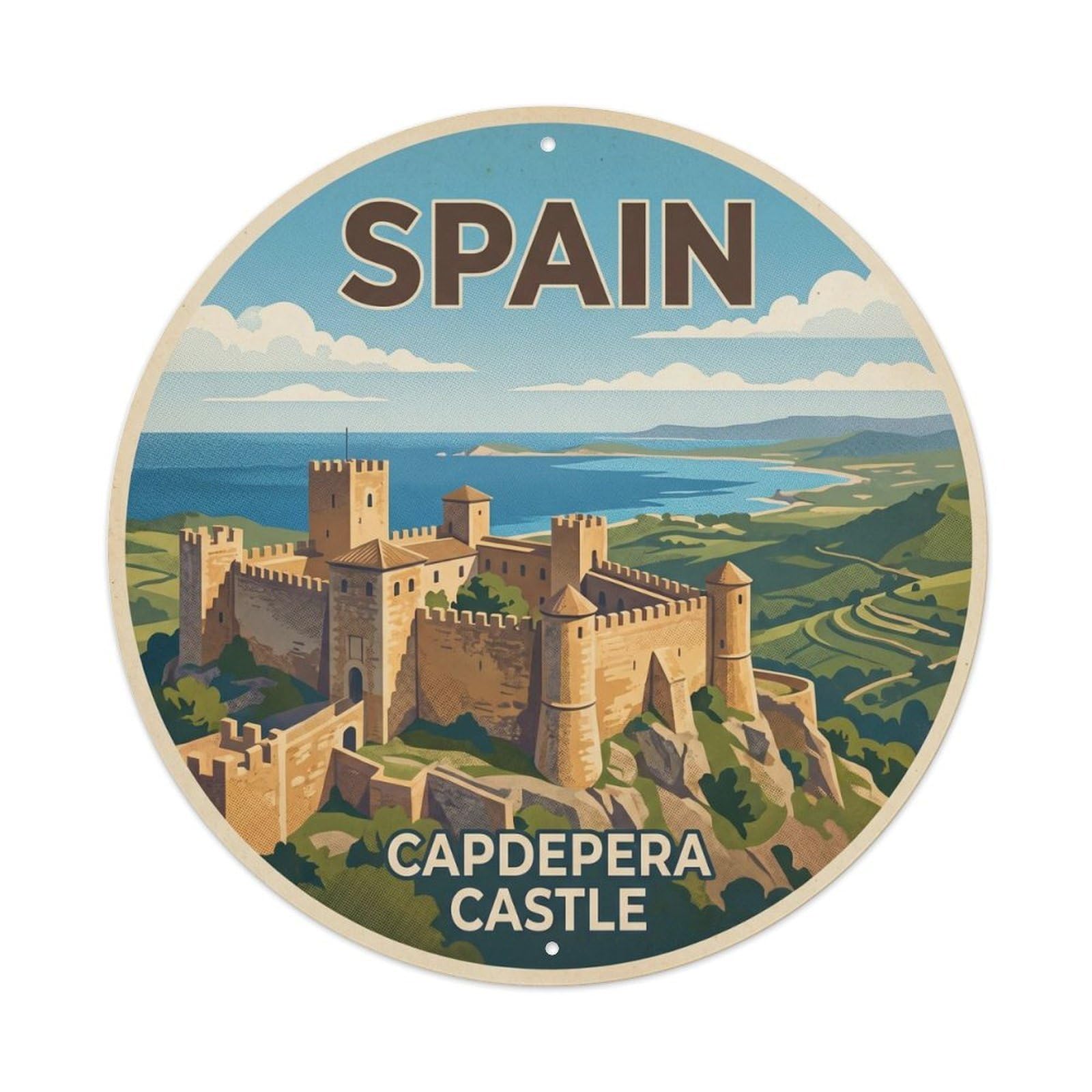 Mallorca Capdepera Castle Spain Landmark Travel Metal Tin Sign