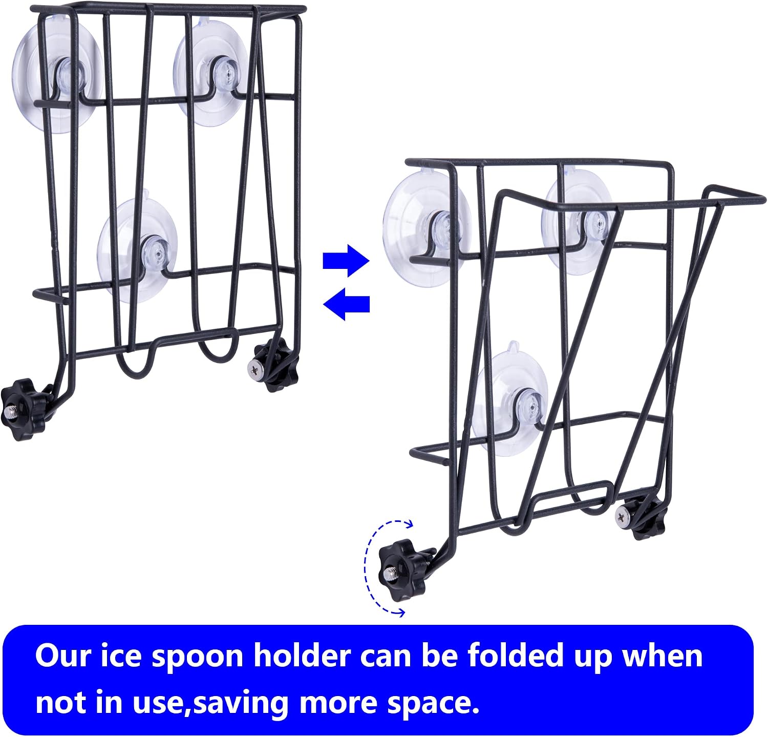 TOCCYARD Ice Scoop Holder Foldable, Metal Heavy Duty Ice Maker Scoop Holder for Ice Maker Kitchen Freezer Bar Party Wedding, Large Capacity, Easy Clean (Standard)