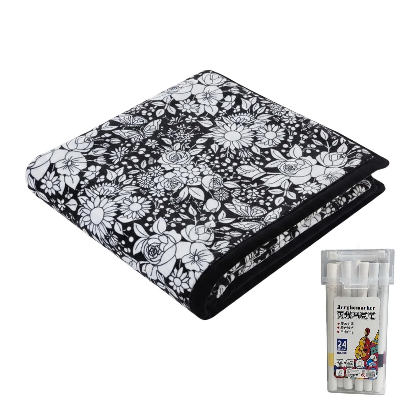 Ozzyr DIY Coloring Blanket with 24 Marker Pen Creative(G)