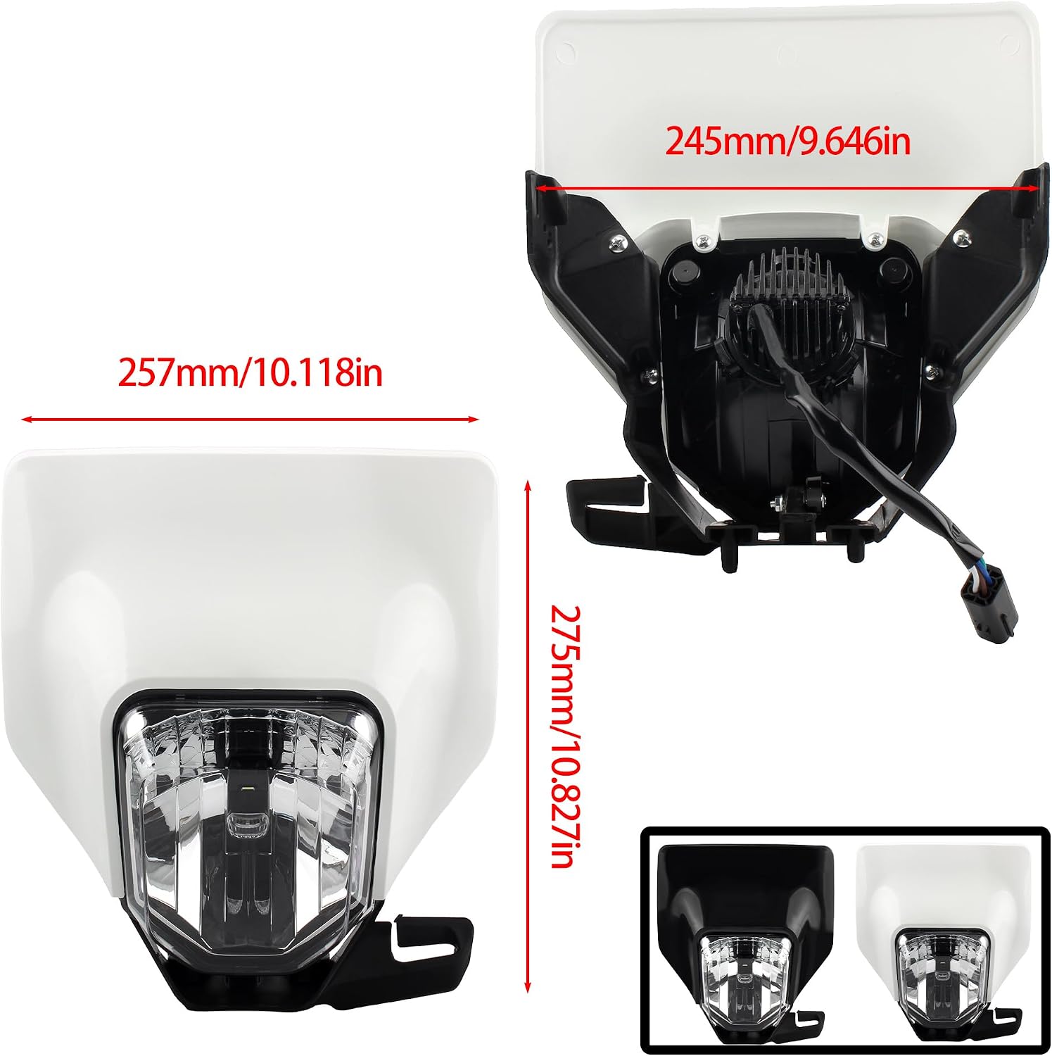 PowerMotor Dirt Bike LED Head Light,Motorcycle H4 Headlight For FC FE TC FX TE TX 125 250 300 350 450 501 FE250 FC250 TC25 Enduro Dirt Bike Lamp Light(Black)