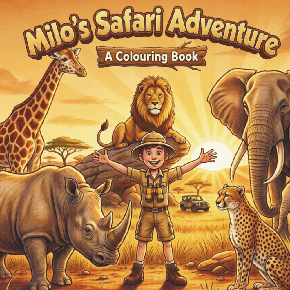 Milo's Adventure Series: Safari Adventure Colouring Book for Kids Ages 4-7 | Meet Amazing Safari Animals with Milo