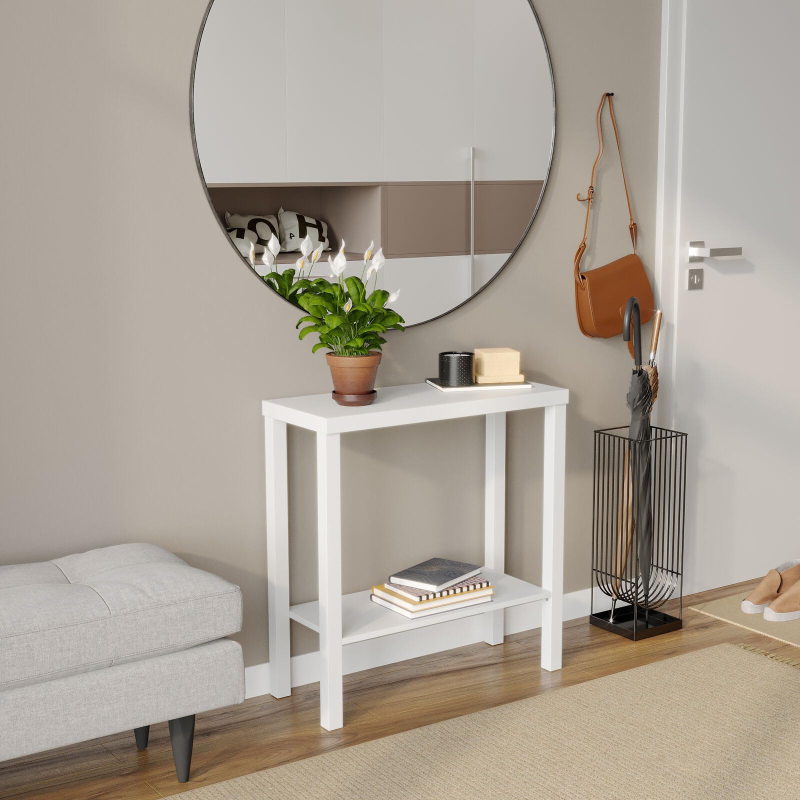 URBNLIVING 2-Tier Wooden Narrow Console Side Table, Entryway Hallway Furniture - Image 3