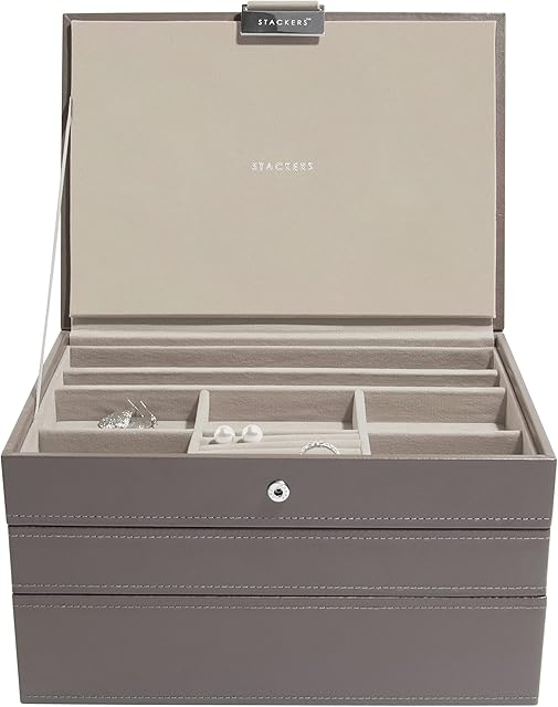 Stackers Mink Classic Medium Jewellery Box, Set of 3