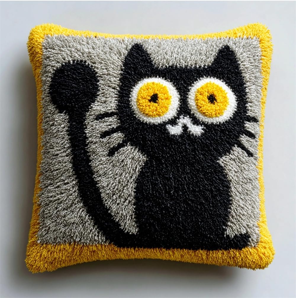 kitphoenix Latch Hook Cushion Kit, Cat