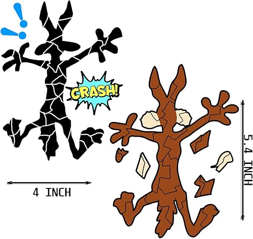 Miniatura 3 de Calcomanías para automóvil para fijar arañazos y abolladuras, divertidas caricaturas de coyote chapoteo en piezas, calcomanías de parachoques para