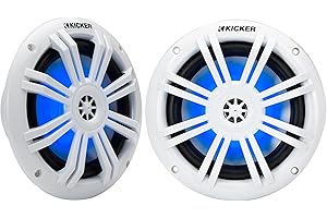 49KM604WL KM 6.5" 4Ω Blue LED Marine Coaxial Speakers - Pair