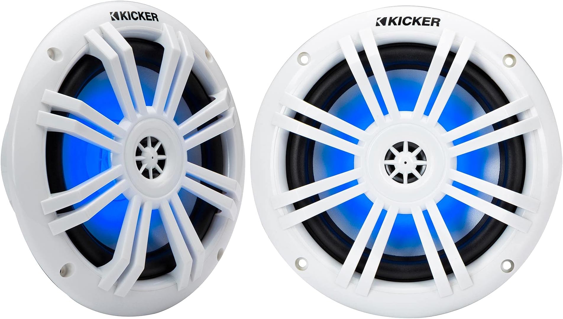 KICKER 49KM604WL KM 6.5" 4ฮฉ Blue LED Marine Coaxial Speakers - Pair